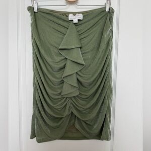 NWOT Mare Mare X Anthropologie Sparkly Moss Green Ruched/Draped Skirt size XL